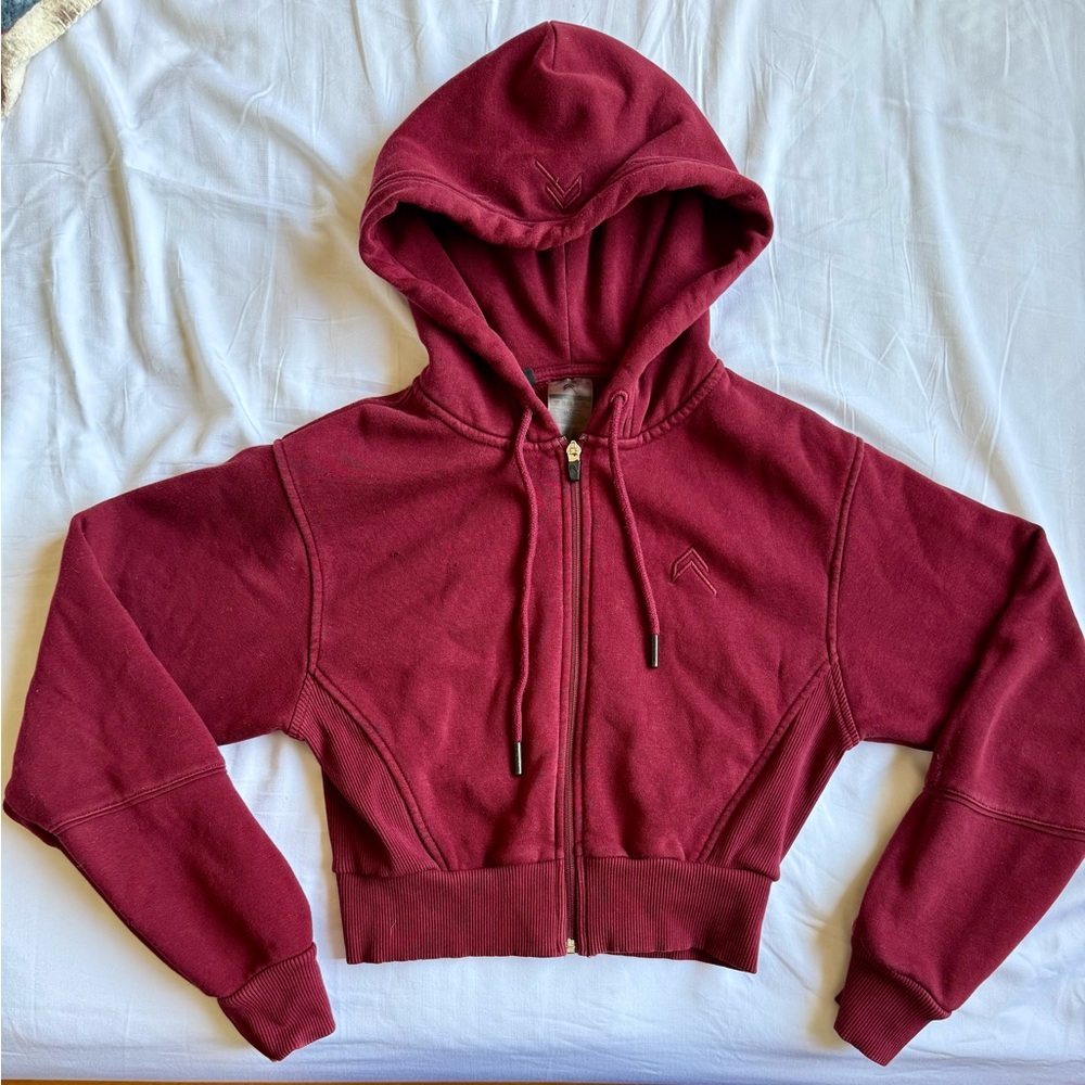 Burgundy Cropped Hoodie